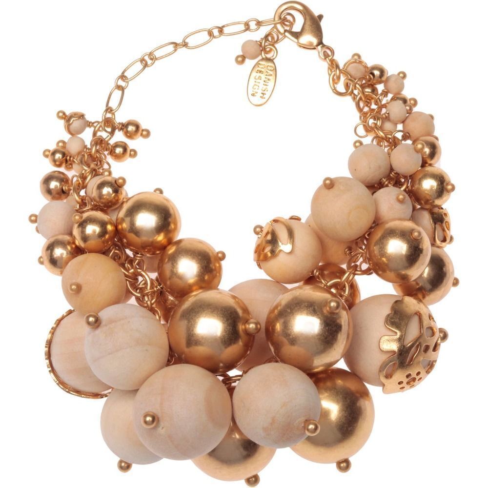 Pilgrim Skanderborg Goldtone and Cream Bead Bracelet